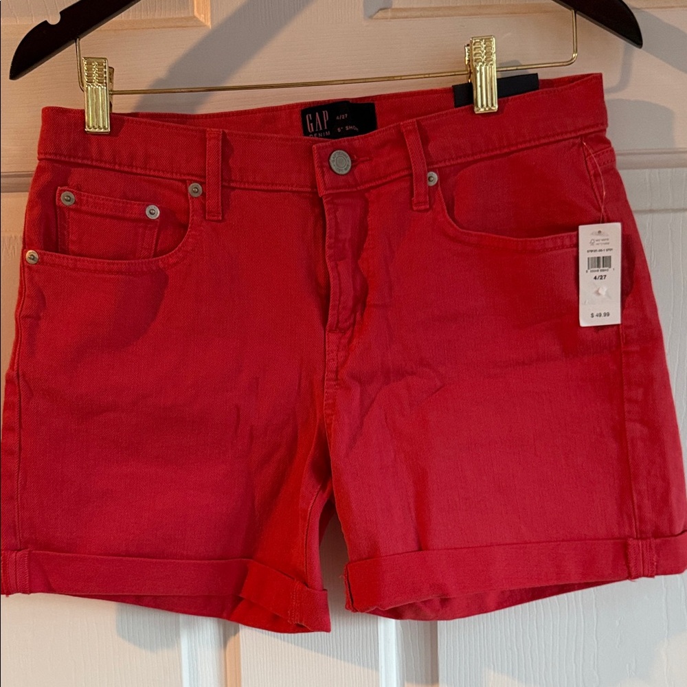 GAP Women's Vibrant Red Cuffed Denim Shorts